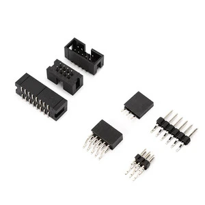 Surface Mount 2.54 Double Row Copper Pin Header Black Housing Right-Angle Dip Way Board Board Mezzanine Connectors