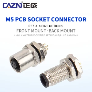 M5 Metal Sensor Connector 3-core 4-core PCB Panel Mount Male Female Waterproof Plug Socket
