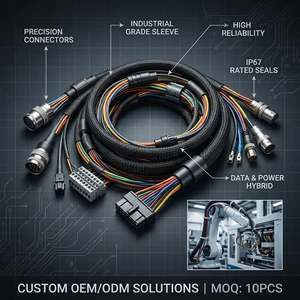 Custom Copper Core PTFE Insulated Computer Use Wire Harness Adapter Connector IP66 Rated 36/10pin Fish Game Accessory