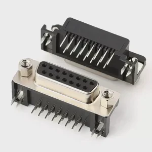 DR HDR Right Angle D Sub DB 15-Pin D-Sub VGA Female to Male Connector for PCB Applications