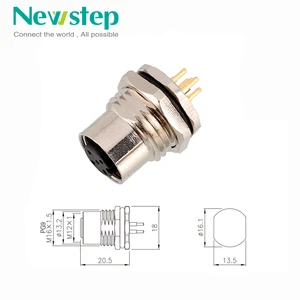 M12 4-Pin Female Panel Mount Connector A Coded IP67 Waterproof Brass Housing Gold Plated Solder Contacts For Industrial Sensors