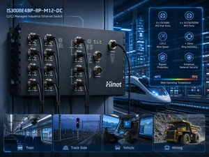 8 Ports 10/100M M12 Connector Industrial PoE Switch with 4*1G BYPASS Ports,Layer 3 EN50155 BYPASS Industrial Switch