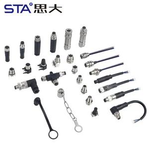 M8 Waterproof Connector 3 4 Pin D Code 5B 6 8 Pin Male Female Solder Welding Flange Square Socket IP67 Signal Aviation Plug