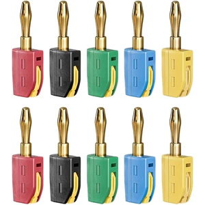 Cleqee 4mm Copper Banana Plug High Current Quick Connect Gold-Plated Nylon Housing 10PCS Banana Connector 32A Five Colors