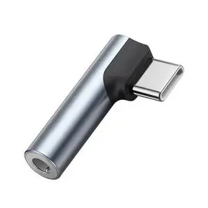 Right Angle Type C To 3.5mm Audio Connector Aluminum Alloy HiFi DAC Sound Adapter With Microphone Function Compatible