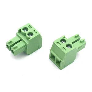 3.81 Pitch 2P Earless Female Socket Pluggable Connector Straight Screw Green PA66 Terminal Block DEYCONN