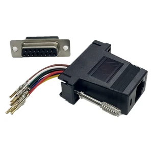 RJ45 to D-Sub 15 Pin Connector RS232 to RJ45 Computer Head DB15 Female Male to RJ45 to VGA Connector