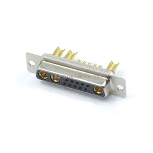 High-Power D-SUB 13W3 Female Connector Cup Straight Gold Pin Type 10A Rated Current Solder 13W3 Cable Connector