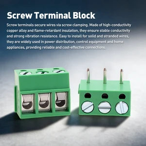 Brass Wire Electrical Screw Terminal Block 5.0mm 2P-4P AC2000V 16A Screw Connector