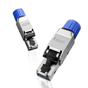 ZHEFAN Gold-Plated Cat6e RJ45 Network Connector 10Gbps Transmission 500MHz 23AWG Shielded SFTP Surface Mount Ethernet Connector