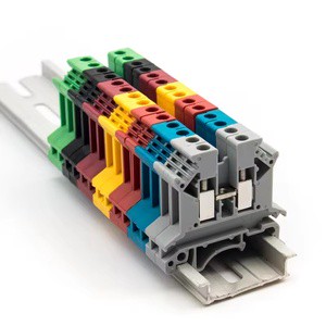 UK2.5B Grey Plastic Universal Installation Panel Mounted Feed Through Screw Cage Cable Wire Din Rail Terminal Block Connector
