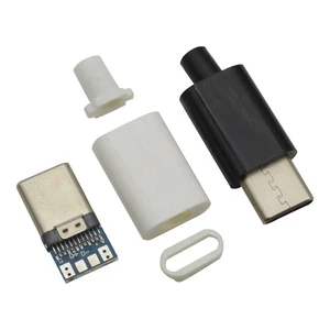 USB Type-C 24Pin Male Connector with PCB Board & Plastic Shell Black/White Optional