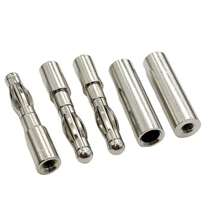 Custom High Quality 4mm 5mm Nickel Plated Banana Plug Pin Connector Replacement With White Collar