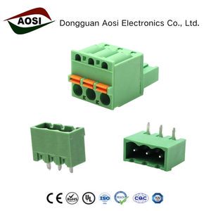 AOSI Screwless Spring 2EDGKD-5.08mm Pitch Pluggable PCB Terminal Plug Connector Straight Or Bent Pin Male & Female Mating Set