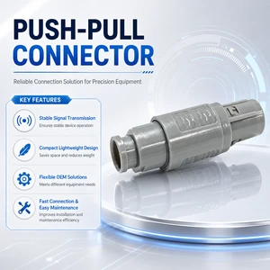 Yellow Color Ring 2P 18 Pin Solder Terminal Socket Plastic Push Pull Circular Connector For Medical Ultrasound Transducer