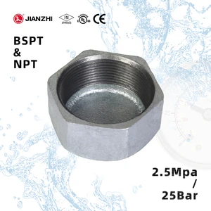 Jianzhi Threaded Hexagon Cap Nut Galvanized Steel Connector 3 Inch Plumbing Materials China Fire Fighting Pipe Fitting