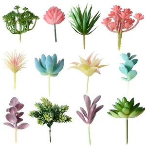 Fanjingfloral Simulated Succulent Bonsai Flocking Mini Artificial Green Plant Wall DIY Home Decoration Ornament
