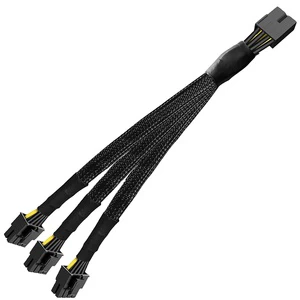PCI-E 8 Pin Female to 3X GPU8 Pin Male Sleek Sleeved Power Extension Cable for Graphics Card Connector Accessory