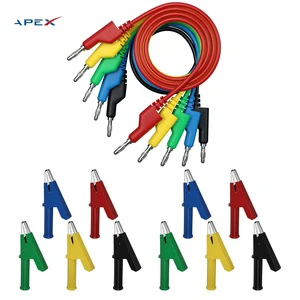 Apex APX-88 Universal Copper Multimeter Test Hook Crocodile Clip Lead 4mm Banana Plug Connector Cable Ultra-soft Silicone Wire