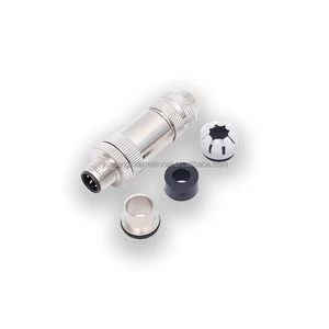 M12 Chinese Factory IP68 Aviation straight metal plug Screw Connection fieldwire M12 D Code 4pin PG7 PG9 female Male Connector