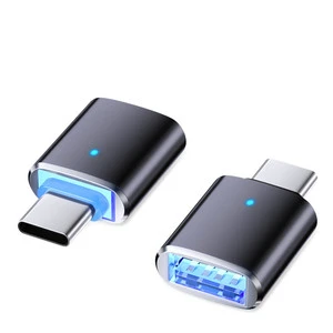 Factory Price Type Usb c Otg Connector Adapter with 3 Led Light for Android Smart Mobile Phone Tablet