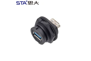 Bayonet Plastic Waterproof IP67 Panel Mount PCB USB 3.0 Connector Micro USB Receptacle Connector