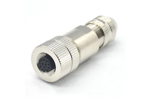 Circular Electrical M12 Connector 12 Pin a Code Field Installation Metal Aviation Female Plug Waterproof Connector