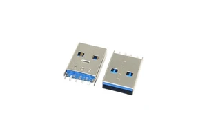 USB 3.0 A Type USB Connector Splitting Male A Male 180 Degree Vertical Plug DIP Blue Rubber Core