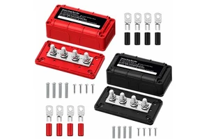 48VDC 300A Spring Terminal Block Brass Power Distribution Bus Bar M10 M8 Terminal Stud 4 Post with Cover for Car