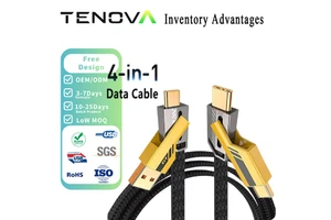 TENOVA Factory 4 in 1 Multi USB Charging Cable 65W PD Fast Charge Type-C Data Cord Nylon Braided for Phone Laptop OEM