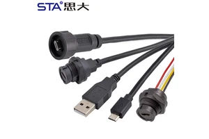 Micro Waterproof Usb to USB Bayonet Data Wire Male Female Circular PCB Panel Mount Socket Plug Pcb Adapter Connector