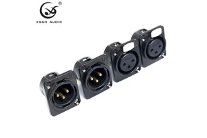 YIVO XSSH Audio HIFI DIY OEM ODM Black Shell Brass Plating Gold Female Male 3 Pin Cannon Connector XLR Chassis Socket