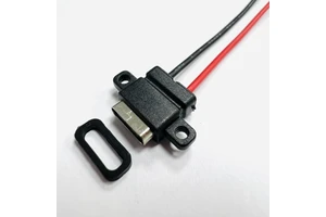 Waterproof Stainless Steel USB Type-C 2PIN Female Socket Board Mount USB Power Connector with Wires Customized 3A Rated