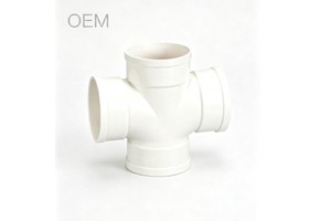 High Quality PVC-U Plane Cross Drainage Pipe Fittings 4 Way Plastic Connector For Building Sewage System