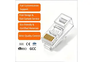 Cat6a Unshielded Ethernet RJ45 Connector Standard 8P8C Structure Universal Fit for Office Hotel and Smart Home Network Wiring