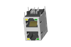 RoHS Compliant 2X1 Port RJ45 Network Connector 100BASE Metal Shielded Ethernet Connector for Networking Best Price