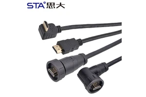 E16 Aviation Plug Bayonet Multimedia Interface Waterproof Straight Head HD Screen 2K 4K Str.Male to R/A Male Cable AV Connector