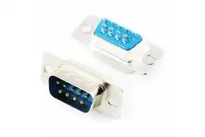 Durui DB-9 VGA Connector Male 9-Pin Dual Rows Stainless Steel Housing Silver Alloy Contacts Rectangle IP55 12A Wire Connections