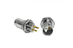 Twinax Twin BNC Panel Jack Receptacle Solder Type Solder Cup Terminal for RF PCB Attachment Connector BNC Twinax