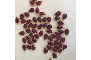 8x12mm Red Dyed Ruby Precious Gemstone Pear Gold Bezel AAA Grade Sterling Silver Handmade India IGI Certified Charms Charm