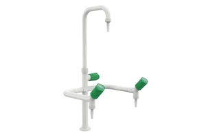 Metal Contemporary Laboratory Faucet with Epoxy Surface Rubber Tubing Connectors 3 Outlets for School Lab Industry Use