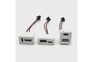 Double layer white USB female base type-c socket a female USB lamp charging socket power socket 2P with cable connector