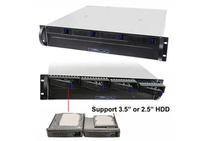 2U Rackmount Server case Chassis with 4 Hot-Swappable SATA/SAS Drive Bay, MiniSAS /SATA Connector