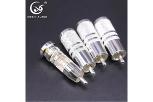 AV RCA Adapter YIVO XSSH Audio OEM ODM Customized HI-end HIFI DIY 10mm Brass Plated Silver RCA Connector Plug Audio Jack