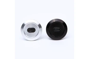 22mm Panel Mount Round Hole USB-C Socket/Connector USB C Female to Male IP65 Rated 3A 5V Copper Alloy Housing