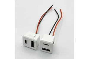 Double-layer USB + Type-C Socket USB Female Type-C Connectors PVC Material Lamp Toy Charging Power Socket Cable