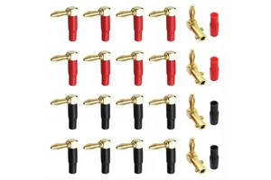 4mm L-shaped Right Angle Banana Plug Soft Plastic Shell 90 Degree Banana Connector Red Black for Audio Video Speaker