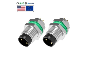 M8 Industrial Electrical IP67 Circular Connector A-Code 2 Pin L M8*1.0 Back Mount Male Socket Connector PCB Receptacle