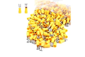 FDD5.5-250 Yellow 4-6mm 12-10AWG Wire Electrical Female Spade Pre Insulated Quick Disconnect Wiring Crimp Cable Terminals