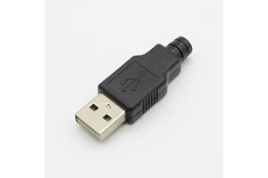 Type A Male USB 4 Pin Plug Socket Connector With Black Plastic Cover